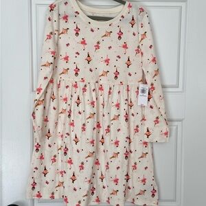 Old Navy Cream Dress with Pink and Tan Ballerina Print